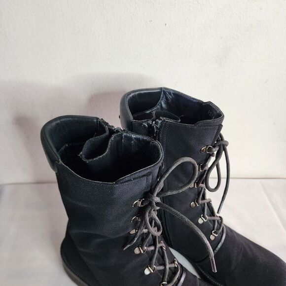Stuart Weitzman Woman's Lace Up Combat Boots Black Size 9.5B Shoes Side Zip up - Picture 8 of 14